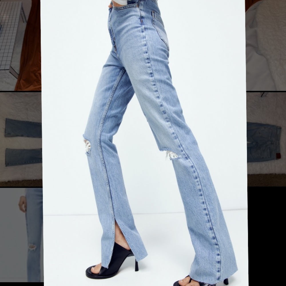 Zara hi rise slim flare fit split hem